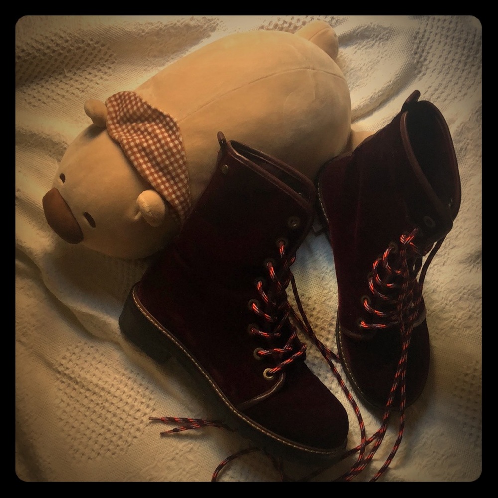 Stuart Weitzman Velvet Combat Boots